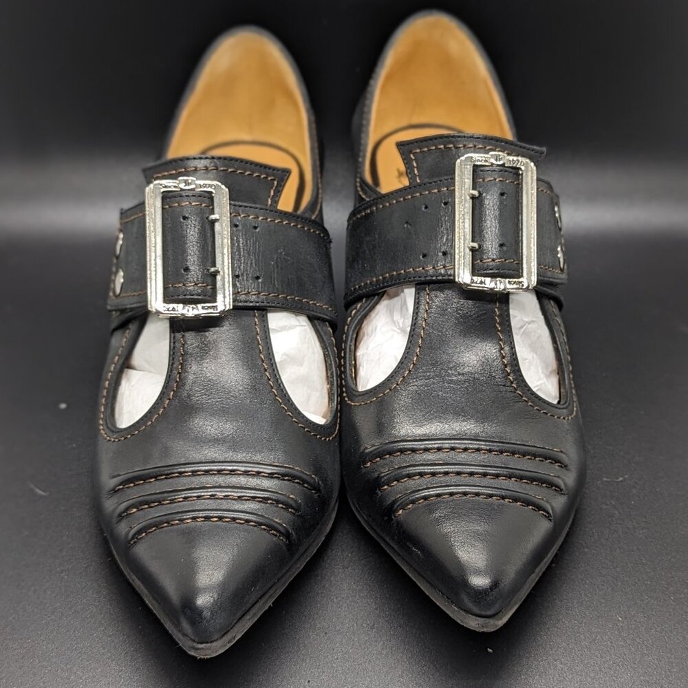 Fluevog TRUTH PILGRIM BUCKLED VICTORIAN LOAFER Size 9 - Black
